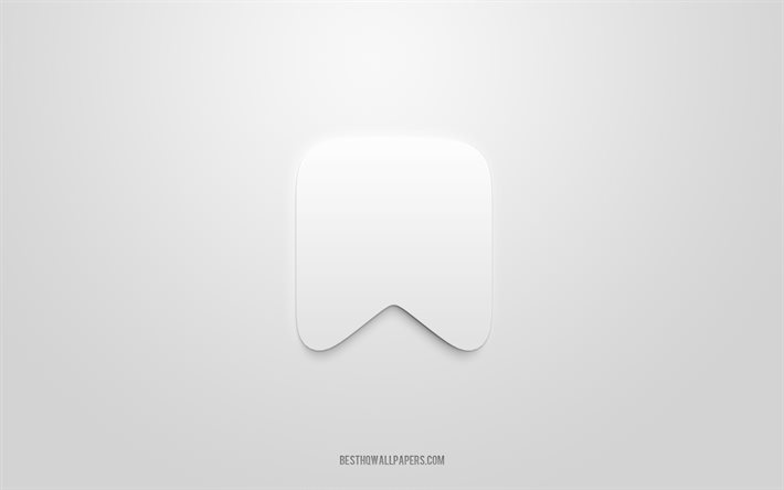 Bookmark 3d icon, white background, 3d symbols, Bookmark, News icons, 3d icons, Bookmark sign, News 3d icons