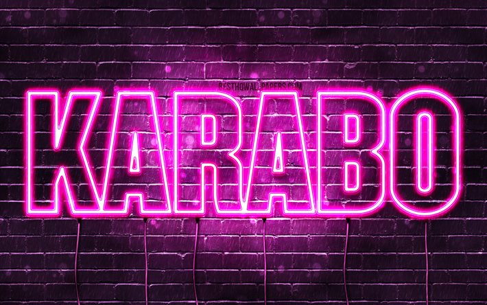Karabo, 4k, sfondi con nomi, nomi femminili, nome Karabo, luci al neon viola, Happy Birthday Karabo, popolari nomi femminili sudafricani, foto con nome Karabo