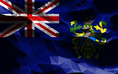 4k, Pitcairn Islands flag, low poly art, Oceanian countries, national symbols, Flag of Pitcairn Islands, 3D flags, Pitcairn Islands, Oceania, Pitcairn Islands 3D flag