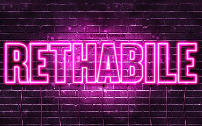Rethabile, 4k, isimli duvar kağıtları, kadın isimleri, Rethabile adı, mor neon ışıkları, Happy Birthday Rethabile, pop&#252;ler g&#252;ney afrika kadın isimleri, Rethabile isimli resim