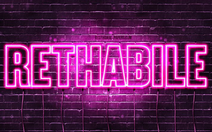 Rethabile, 4k, sfondi con nomi, nomi femminili, nome Rethabile, luci al neon viola, Happy Birthday Rethabile, popolari nomi femminili sudafricani, immagine con nome Rethabile