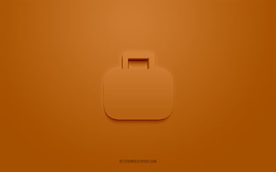 Briefcase 3d icon, white background, 3d symbols, Briefcase, Business icons, 3d icons, Briefcase sign, Things 3d icons