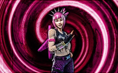 4k, Power Chord, purple grunge background, Fortnite, vortex, Fortnite characters, Power Chord Skin, Fortnite Battle Royale, Power Chord Fortnite