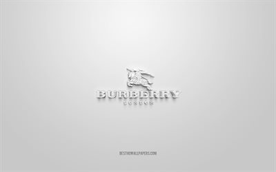 Burberry logosu, beyaz arka plan, Burberry 3d logosu, 3d sanat, Burberry, markalar logosu, mavi 3d Burberry logosu