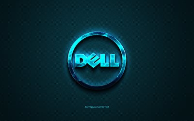 Logotipo de Dell, logotipo creativo azul, computadoras, emblema de Dell, textura de fibra de carbono azul, arte creativo, Dell