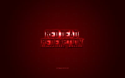 Red Dead Redemption, popular game, Red Dead Redemption red logo, red carbon fiber background, Red Dead Redemption logo, Red Dead Redemption emblem