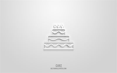 Birthday cake 3d icon, white background, 3d symbols, Birthday cake, Birthday icons, 3d icons, Birthday cake sign, Birthday 3d icons