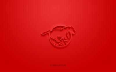 Calgary Stampeders, clube de futebol canadense, logotipo 3D criativo, fundo vermelho, Canadian Football League, Calgary, Canad&#225;, CFL, futebol americano, logotipo 3D Calgary Stampeders