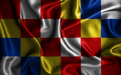 Antwerp flag, 4k, silk wavy flags, belgian provinces, Day of Antwerp, fabric flags, Flag of Antwerp, 3D art, Antwerp, Europe, Provinces of Belgium, Antwerp 3D flag, Belgium