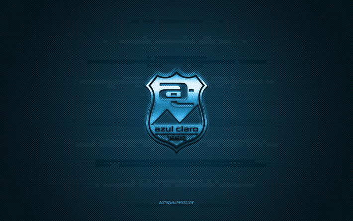 Azul Claro Numazu, club de football japonais, logo bleu, fond bleu en fibre de carbone, Ligue J3, football, Numazu, Japon, logo Azul Claro Numazu