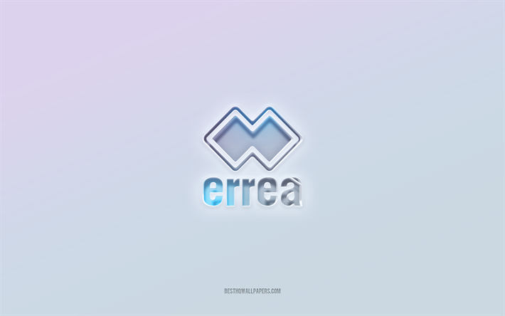 Errea logosu, 3d metni kesip, beyaz arka plan, Errea 3d logosu, Errea amblemi, Errea, kabartmalı logo, Errea 3d amblemi