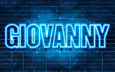 Giovanny, 4k, wallpapers with names, Giovanny name, blue neon lights, Giovanny Birthday, Happy Birthday Giovanny, popular italian male names, picture with Giovanny name