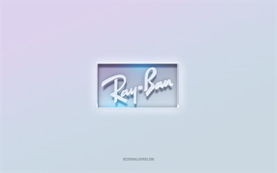 شعار Ray-Ban, قطع نص ثلاثي الأبعاد, خلفية بيضاء, شعار Ray-Ban 3D, شعار راي بان, راي-بان, شعار محفور, شعار Ray-Ban ثلاثي الأبعاد