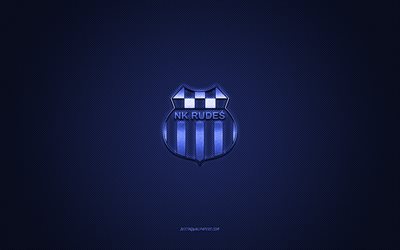 NK Rudes, Croatian football club, blue logo, blue carbon fiber background, Druga HNL, football, Zagreb, Croatia, NK Rudes logo