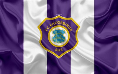 FC Erzgebirge Aue, 4k, silkki lippu, Saksalainen jalkapalloseura, logo, FC Aue tunnus, 2 Bundesliga, jalkapallo, Tulva, Saksa, Toinen Bundesliiga