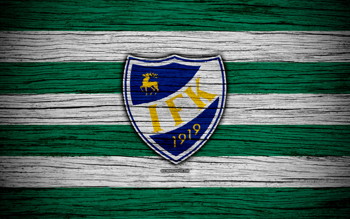 IFK Mariehamn FC, 4k, Veikkausliiga, club de football, logo, Finnish Premier Division, Finland, IFK Mariehamn, football, wooden, de textures, de FC IFK Mariehamn