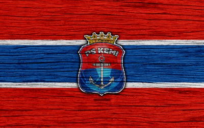 Kemi Re FC, 4k, Veikkausliiga, football club, logo, finlandese Premier Division, Finlandia, Palloseura Kemi Re, di calcio, di legno, texture, FC Kemi Re
