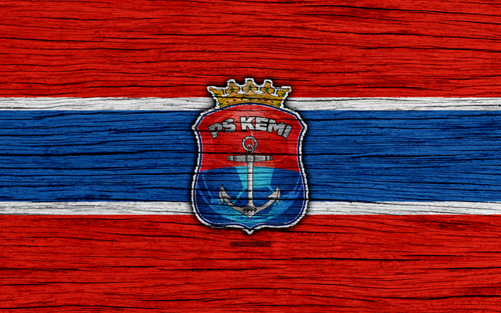 Kemi Kings FC, 4k, Veikkausliiga, Futbol Kul&#252;b&#252;, logo, Fince Premier Division, Finlandiya, Palloseura Kemi Kings, futbol, ahşap doku, FC Kemi Kings