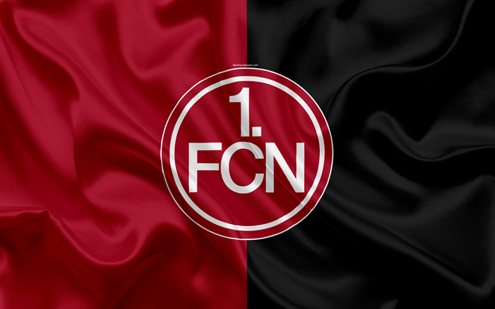 FC Nurnberg, 4k, عنابي اللون الرمادي الحرير العلم, الألماني لكرة القدم, شعار, 2 الدوري الالماني, كرة القدم, نورمبرغ, ألمانيا, الثانية الالماني