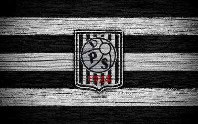 Vaasan Palloseura FC, 4k, Veikkausliiga, football club, logo, Finnish Premier Division, Finland, Vaasan Palloseura, football, wooden texture, FC Vaasan Palloseura
