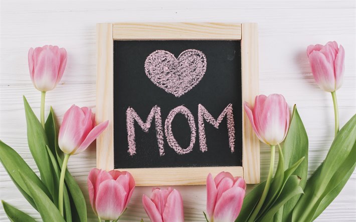 أنا أحب أمي, تهانينا, بطاقة بريدية, عيد الأم, اليوم الدولي, الوردي الزنبق, الربيع