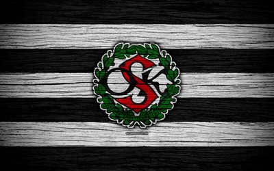 Orebro FC, 4k, Allsvenskan, f&#250;tbol, club de f&#250;tbol, Suecia, Orebro, emblema de madera, la textura, el FC Orebro