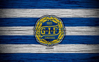 سوندسفال FC, 4k, الدوري السويدي الممتاز, كرة القدم, نادي كرة القدم, السويد, سوندسفال, شعار, نسيج خشبي, FC سوندسفال