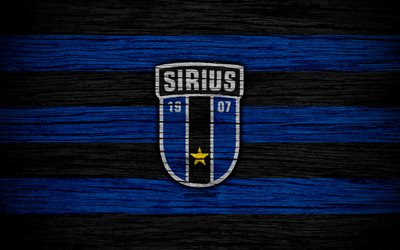 Sirius FC, 4k, Allsvenskan, soccer, football club, Sweden, Sirius, emblem, wooden texture, FC Sirius