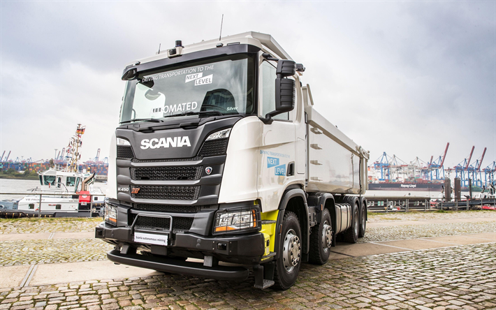 Scania R450 XT, 4k, 2018 truck, 8x4, tipper, trucks, new R450, Scania