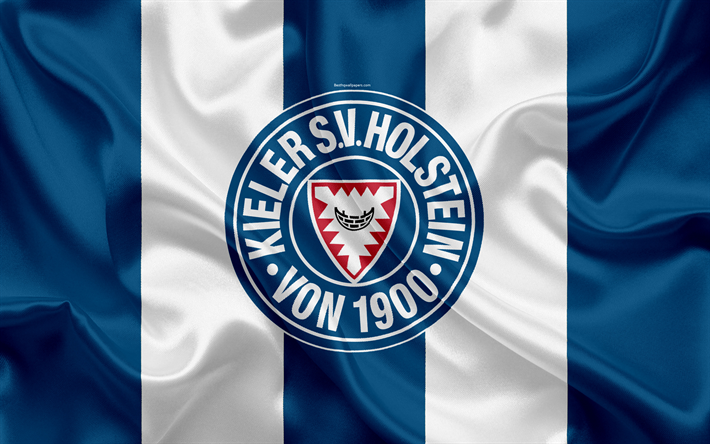 ダウンロード画像 ホルスタインキールfc 4k 青白絹の旗を ドイツサッカークラブ ロゴ エンブレム 2ブンデスリーガ サッカー キール ドイツ ブンデスリーガ第二 フリー のピクチャを無料デスクトップの壁紙