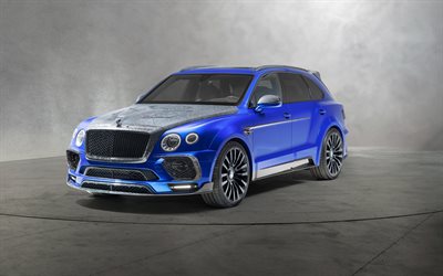 Mansory, tuning, 4k, Bentley Bentayga Bleurion Edici&#243;n de 2018 coches, Bentley Bentayga, SUVs, azul Bentayga, Bentley