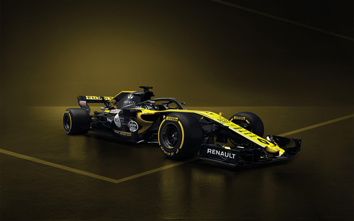4k, Renault RS 18, de studio, de Formule Un, 2018 voitures, F1, Formule 1, HALO, Renault F1