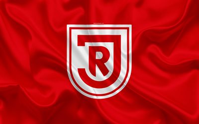 SSV Jahn Regensburg, 4k, kırmızı ipek bayrak, Alman Futbol Kul&#252;b&#252;, logo, amblem, 2 Bundesliga, futbol, Regensburg, Almanya İkinci Ligi, Regensburg fc
