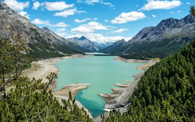 mountain lake, v&#229;ren, glacial sj&#246;n, skogen, glaci&#228;ren, Kanada