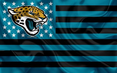 Jacksonville Jaguars, American football team, creative American flag, blue black flag, NFL, Jacksonville, Florida, USA, logo, emblem, silk flag, National Football League, American football