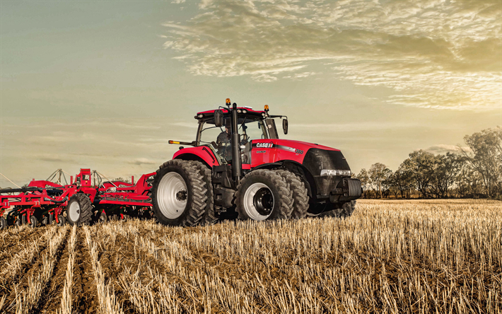4k, Case IH Magnum 380 CVT, field cleaning, 2019 tractors, plowing field, agricultural machinery, HDR, agriculture, harvest, tractor in the field, Case