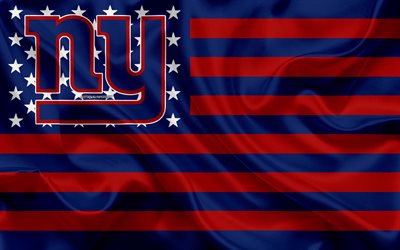 Los Gigantes de nueva York, equipo de f&#250;tbol Americano, creadora de la bandera Americana, azul, bandera roja, de la NFL, de East Rutherford, Nueva Jersey, estados UNIDOS, logotipo, emblema, bandera de seda, la Liga Nacional de F&#250;tbol americano, 