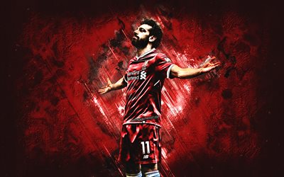 Mohamed Salah, Egipcio, jugador de f&#250;tbol, el Liverpool FC, el delantero, de uniforme de color rojo, arte creativo, las estrellas del f&#250;tbol, de la Liga Premier, Inglaterra, f&#250;tbol, Salah