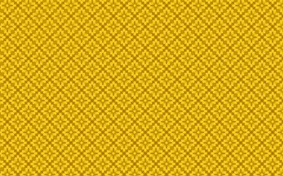 黄色い花のパターン, 4k, ヴィンテージパターン, 黄色の背景, 花のパターン, ヴィンテージの背景