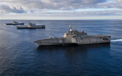 USS Independence, LCS-2, littoral combat ship, la Independencia de clase, USS Manchester, LCS-14, USS Tulsa, LCS-16, el mar, los buques de guerra Estadounidenses, de la Armada de EEUU