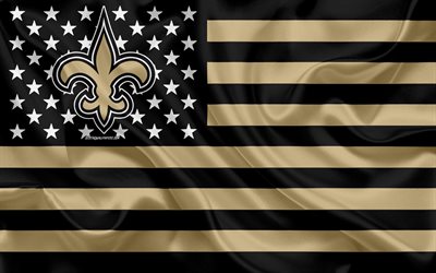New Orleans Saints, American football team, creative American flag, blue gold flag, NFL, New Orleans, Louisiana, USA, logo, emblem, silk flag, National Football League, American football