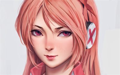 Chelsea, menina com cabelo cor-de-rosa, mang&#225;, obras de arte, Akame Ga Matar