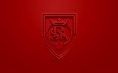 Real Salt Lake, criativo logo 3D, fundo vermelho, 3d emblema, Americano futebol clube, MLS, Salt Lake City, Utah, EUA, Major League Soccer, Arte 3d, futebol, elegante logotipo 3d
