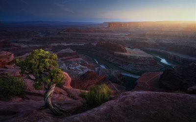 American canyon, rochers, soir&#233;e, coucher du soleil, la gorge, le Grand Canyon, Colorado, Arizona, &#233;tats-unis