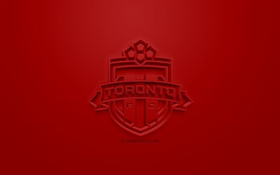 Toronto FC, creative 3D logo, red background, 3d emblem, Canadian soccer club, MLS, Toronto, Ontario, Canada, USA, Major League Soccer, 3d art, football, stylish 3d logo, soccer