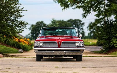 pontiac bonneville, 4k, retro-autos, 1961 autos, classic cars, muscle cars, 1961 pontiac bonneville, amerikanische autos, pontiac