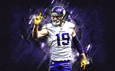 Adam Thielen, Minnesota Vikings, NFL, american football, portrait, purple stone background, National Football League, USA