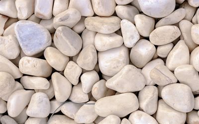 4k, vita stenar, makro, vitt grus, vit sten struktur, pebbles bakgrund, grus texturer, pebbles texturer, vit bakgrund, pebbles, sten bakgrund