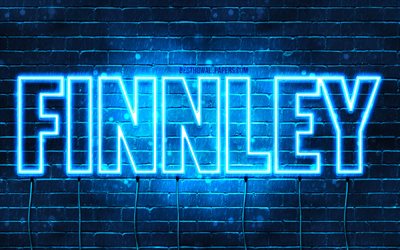 Finnley, 4k, wallpapers with names, horizontal text, Finnley name, blue neon lights, picture with Finnley name