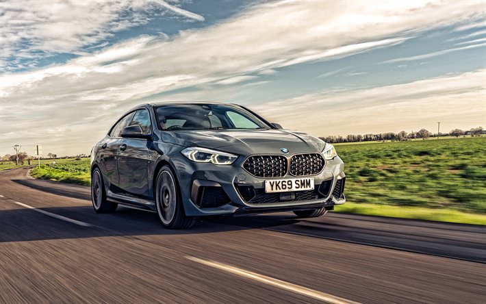 BMW M235i Gran Coupe, 2020, front view, exterior, new gray BMW M2, german cars, xDrive, BMW